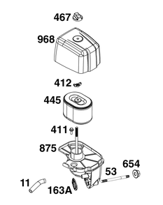 Air Cleaner Group Diagram and Parts List for 10U232-0023-J1 100000 - 19Z999 Briggs and Stratton Engine